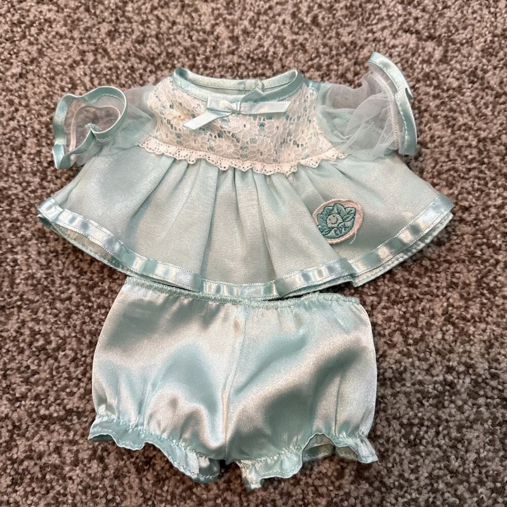 Vintage Cabbage Patch Kids Doll Mint Green Lace Dress With Bloomers Silky Outfit